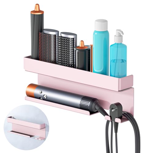 Roségold Color Wall-Mounted Hair Dryer & Styling Tool Organizer, No-Drill