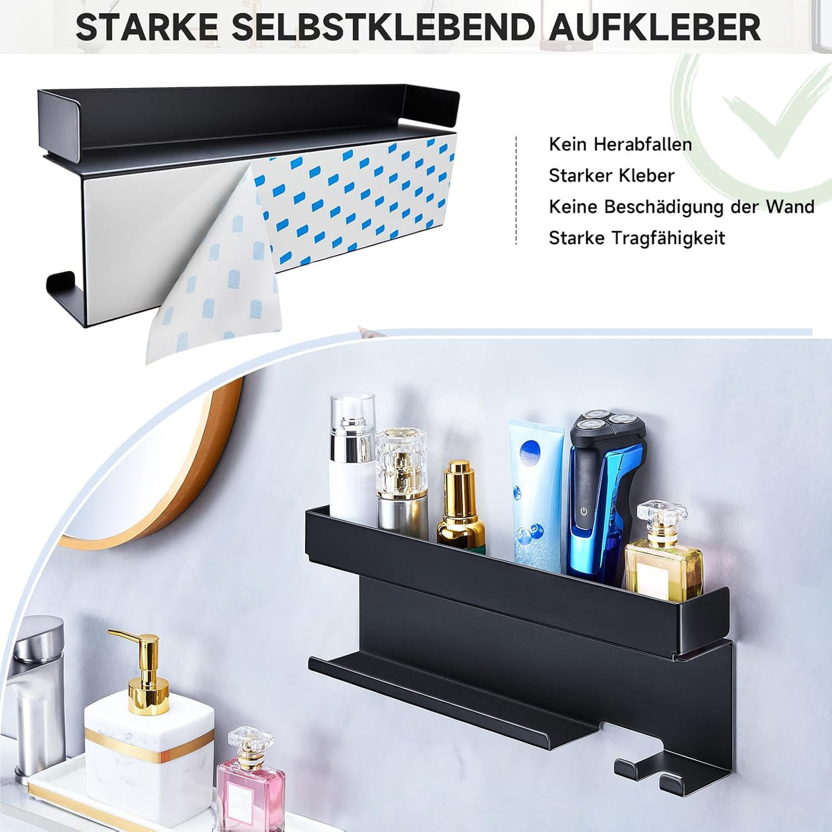 Wall-Mounted Hair Dryer & Styling Tool Organizer, No-Drill