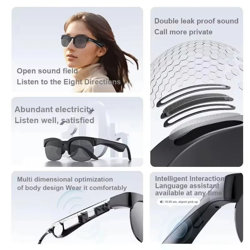 Smart Bluetooth Audio Glasses – Calls, Music & Voice Control