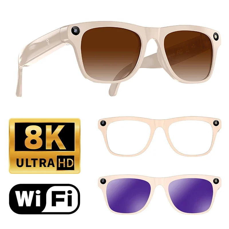 Skin Color Color AI Smart Camera Sunglasses With Bluetooth Calling